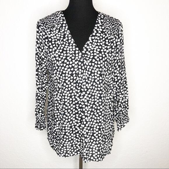 Rachel Rachel Roy black white heart print popover top size Large - Picture 1 of 12